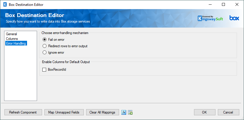 SSIS Box Destination Component - Error Handling